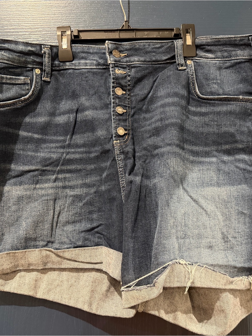 Silver Jeans Indigo Button-Fly Distressed Denim Shorts